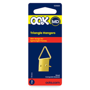 OOK 533828 LARGE BRASS PLATED TRIANGLE RING HANGERS (2PK)
