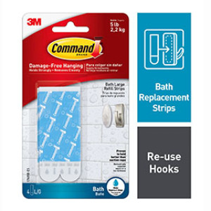 3M 17605B-8ESF COMMAND ADHESIVES LARGE BATH FOAM REPLACEMENT STRIPS 8PK