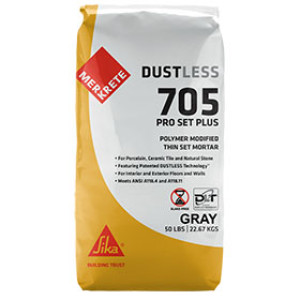 MERKRETE 705 50LB GREY DUSTLESS PRO SET PLUS POLYMER-MODIFIED THINSET MORTAR