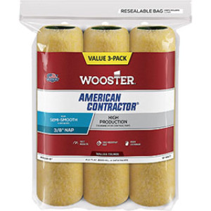 WOOSTER R568 9" X 3/8" AMERICAN CONTRACTOR SHED-RESISTANT ROLLER COVER 3-PACK