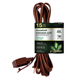 GOGREEN POWER GG-24815 16/2 15' SPT-2 INDOOR EXTENSION CORD BROWN
