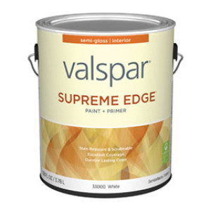 VALSPAR 33000.007 SUPREME EDGE SEMI GLOSS WHITE INTERIOR PAINT & PRIMER