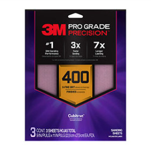 3M SHR400-PGP-3T 400 GRIT 9" X 11" PRO GRADE PRECISION SANDING SHEETS 3PK