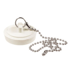 PLUMB PAK PP820-5 DRAIN STOPPER DUO FIT 7/8" - 1" WHITE RUBBER WITH CHAIN