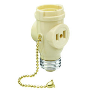 PASS & SEYMOUR  1406ICC10 250W 2-OUTLET PULL CHAIN LAMPHOLDER MEDIUM