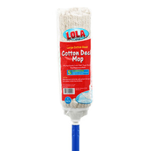 LOLA 201 COTTON DECK MOP 48" RESIN COATED STEEL HANDLE WITH HANG CAP
