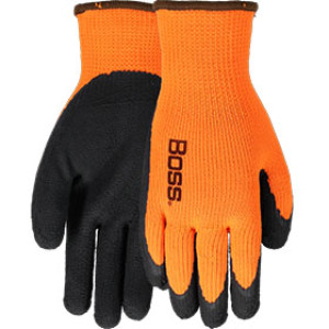 BOSS B93224-L LARGE HI-VIS ORANGE LATEX COATED BRUSHED LINED PALM