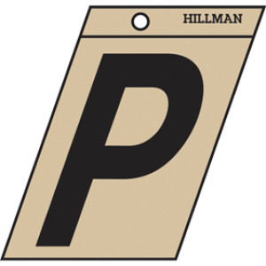 P-T 839430 3" BLACK ON GOLD LETTER P ANGLE-CUT MYLAR SELF ADHESIVE