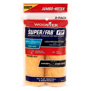 WOOSTER RR981 6-1/2" X 3/8" JUMBO-KOTER SUPER/FAB FTP CLOSED-END ROLLER 2-PACK