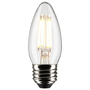 SATCO S21834 4W TORPEDO LED CLEAR MEDIUM BASE 2700K 120V 350 LUMENS 2PK