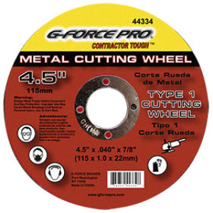 G-FORCE 44334 METAL CUTTING BLADE 4-1/2" X .040" X 7/8" TYPE 1