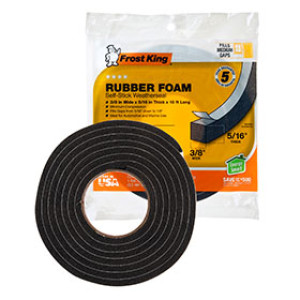 FROST KING R538H 12216 3/8" X 5/16" X 10' SPONGE RUBBER FOAM WEATHERSEAL TAPE