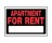 P-T 839922 8" X 12" APARTMENT FOR RENT STYRENE SIGN RED & BLACK